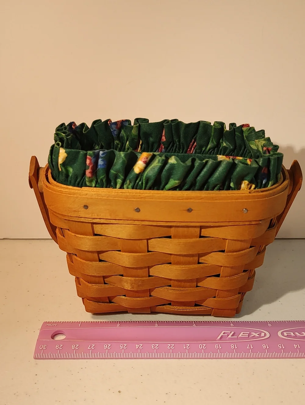Longaberger 1997 American Cancer Society Basket, Liner And Plastic Protector